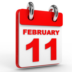 11 february calendar on white background.