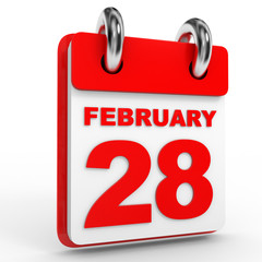 28 february calendar on white background.