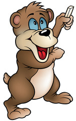 Obraz premium Bear Holding Chalk - Cartoon Illustration, Vector