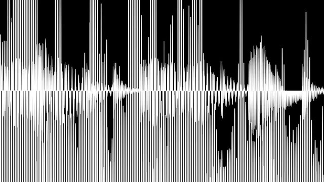 Audio waveform and spectrum animation, simple black and white sound wave as motion background