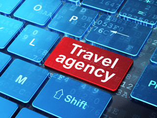 Fototapeta premium Vacation concept: Travel Agency on computer keyboard background
