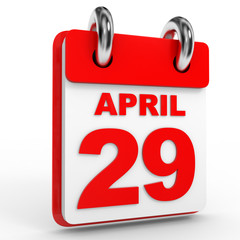 29 april calendar on white background.