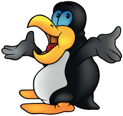 Penguin Talking - Colored Cartoon Illustration, Vector