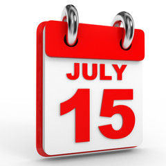 15 july calendar on white background.