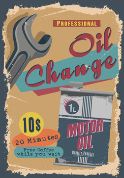 Vintage Oil Change Illustration