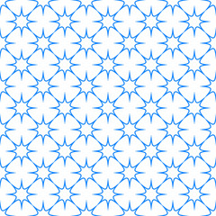 Blue and white simple star geometric vector pattern. Abstract thin line shapes background.