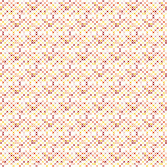 Cross stitch seamless vector pixel pattern. Red and yellow embroidery folk design.