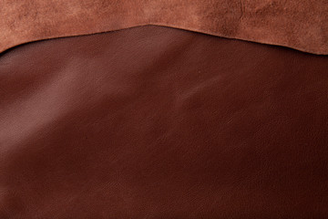 Brown Leather and Suede for Concept and Idea Style of Fine Leather Crafting, Handmade Leather handcrafted, Background Textured and Wallpaper.