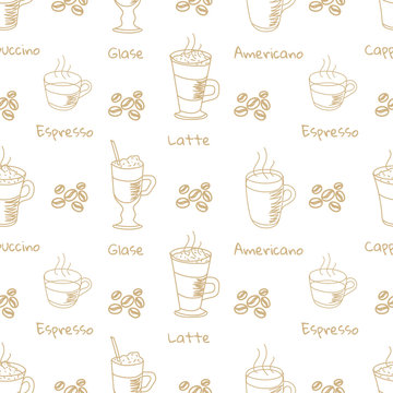 Vector seamless pattern with coffee drink
