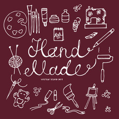 vector  hand drawn icons set of hand made tools