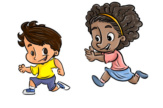 Crian&ccedil;as correndo