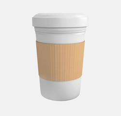 Coffee in takeaway cup over white background. 3d illustration