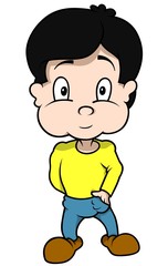 Boy Standing - Cartoon Illustration, Vector