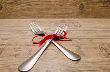 Heart with fork as a concept of happy valentines day. Love. 