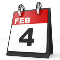 Calendar on white background. 4 February.