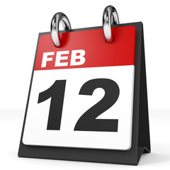 Calendar on white background. 12 February.