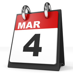 Fototapeta premium Calendar on white background. 4 March.