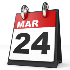 Calendar on white background. 24 March.