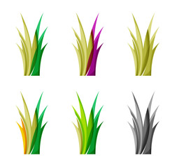 Set of abstract eco plant icons, business logotype nature green concepts, clean modern geometric design