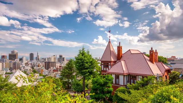 Kobe, Japan skyline from the historic Kitano District.