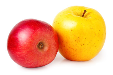 red and yellow apple isolated on a white background