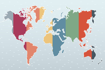 Obraz premium vector worldmap in different colors in editable way - you can chage width and colors of all stripes