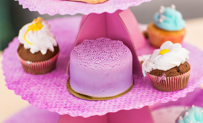 Sweet holiday buffet with cupcakes  and other desserts