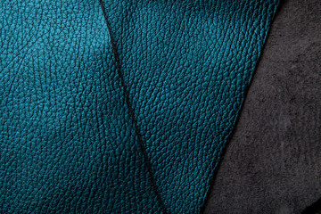 Turquoise leather texture for background with space for simple text
