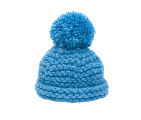 вязаная голубая шапка