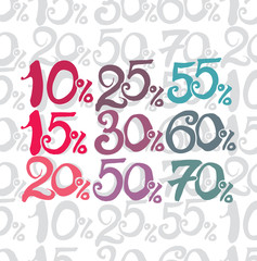 Sale concept illustration. Handwritten numbers.