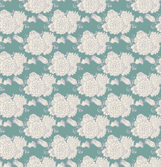 Seamless pattern floral. Mint and lavender color.
