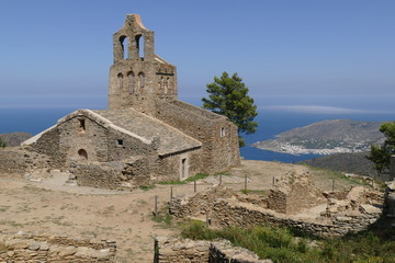 Fototapeta na wymiar Santa Creu de Rodes, Blick auf El Port de la Selva.