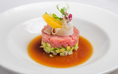 Salmon tartar, gourmet Food