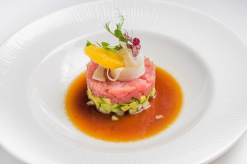 Salmon tartar, gourmet Food