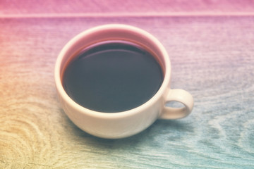 a cup of coffee the top view. colorful design soft pastel processing