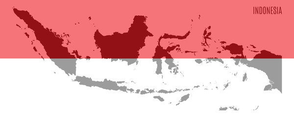 flag and map of Indonesia