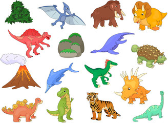 Palaeosaurus, styracosaurus, spinosaurus, ichthyosaur, diplodocu © fir4ik