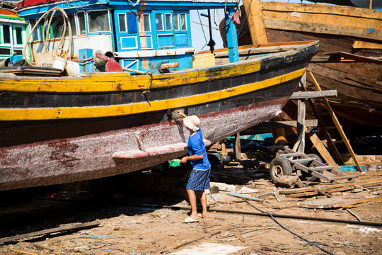 Schiffswerft in Phan Thiet Vietnam