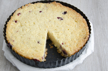 Curd pie with berries