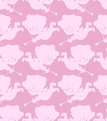 Cupid seamless pattern. Romantic background of little angels. Si