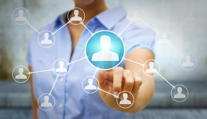 Businesswoman using modern social network