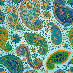 Vintage floral motif ethnic seamless background.