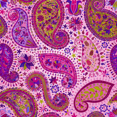 Vintage floral motif ethnic seamless background.