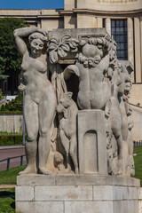 Antique sculptures at Tracadero, Palais Chaillot, Paris, France.