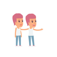 Active Character Blogger Girl making presentation of his product