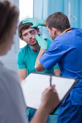 Man with shiner in hospital