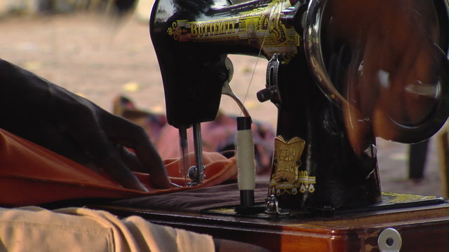 Close-up of a sewing machine in Africa.