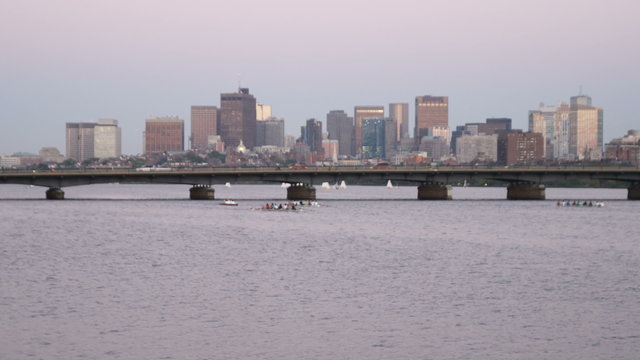 Shot of Boston cityscape from across the Charles River.