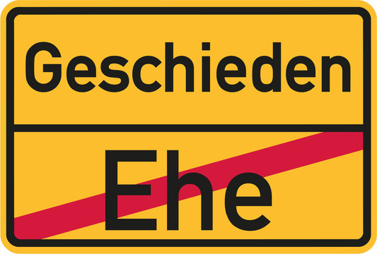Place name sign from marriage to divorced german