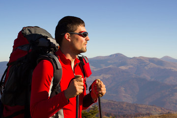 Hiking in the mountains.